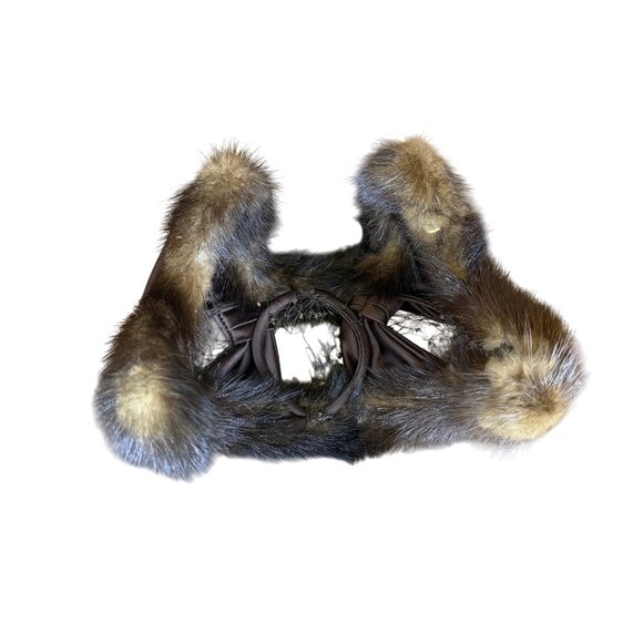 Brown Women’s Mink Fur Cocktail Hat With Bow & Net Veil Vintage Elegant Style - Picture 5 of 5